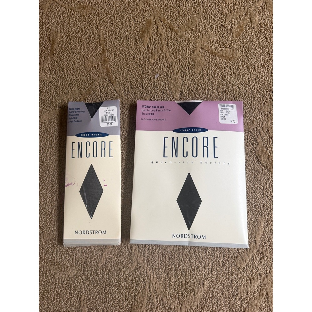 Nordstrom‎ Encore Black Hosiery Set Queen Size Pantyhose and 2 Pair Knee Highs
